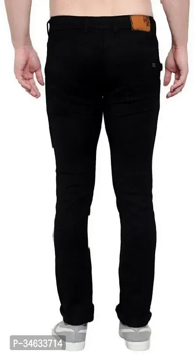 Stylish Black Denim Solid Mid Rise Jeans For Men-thumb4