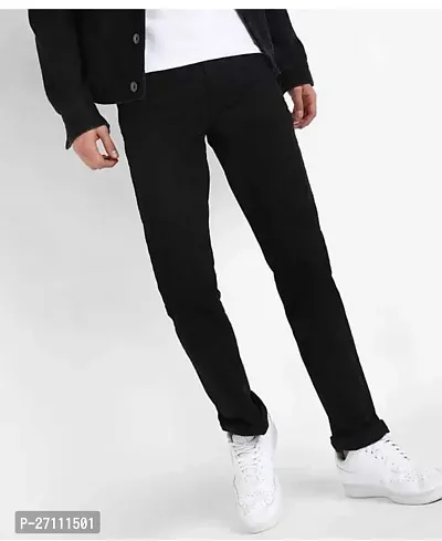 Stylish Black Cotton Blend Mid-Rise Jeans For Men-thumb0