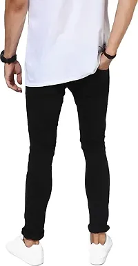 Stylish Black Cotton Blend Mid-Rise Jeans For Men-thumb1