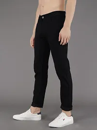 Stylish Black Polycotton Solid Mid Rise Jeans For Men-thumb3