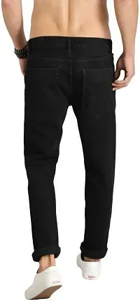 Elegant Black Cotton Lycra Blend Solid Mid-Rise Jeans For Men-thumb1