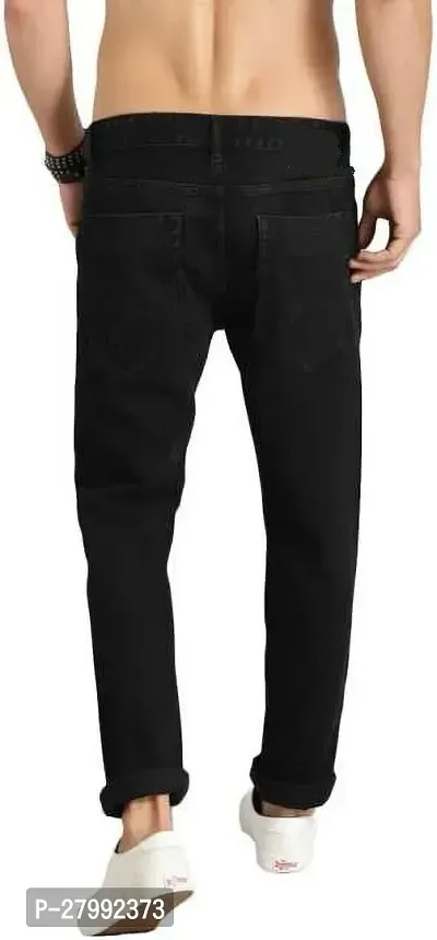 Elegant Black Cotton Lycra Blend Solid Mid-Rise Jeans For Men-thumb2