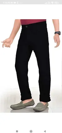 Stylish Black Cotton Blend Solid Mid Rise Jeans For Men-thumb2