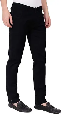 Elegant Black Denim Solid Mid-Rise Jeans For Men-thumb2