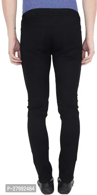 Elegant Black Denim Distress Mid-Rise Jeans For Men-thumb2