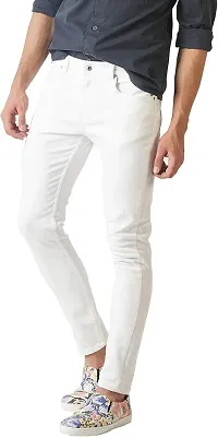 flete Stylish White Denim Mid-Rise Jeans For Men-thumb1