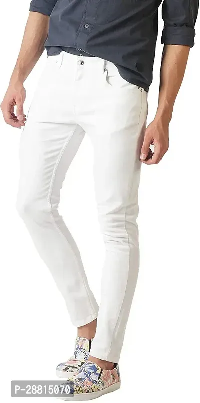 flete Stylish White Denim Mid-Rise Jeans For Men-thumb2