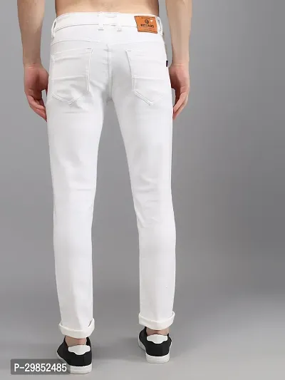 Comfortable White Denim Mid-Rise Jeans For Men-thumb3