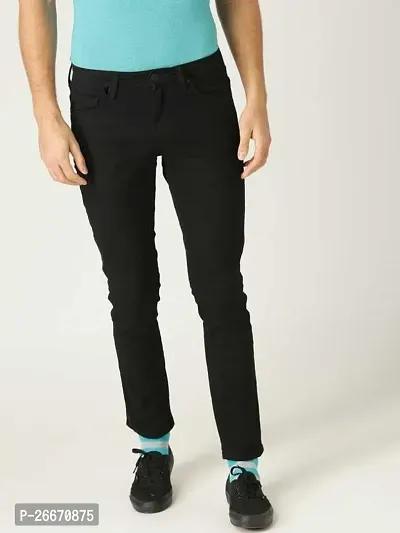 Stylish Black Denim Mid-Rise Jeans For Men