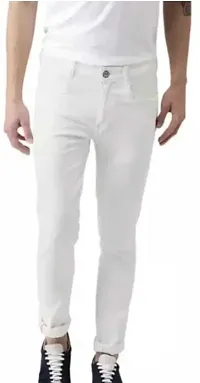 Stylish White Cotton Blend Mid-Rise Jeans For Men-thumb2