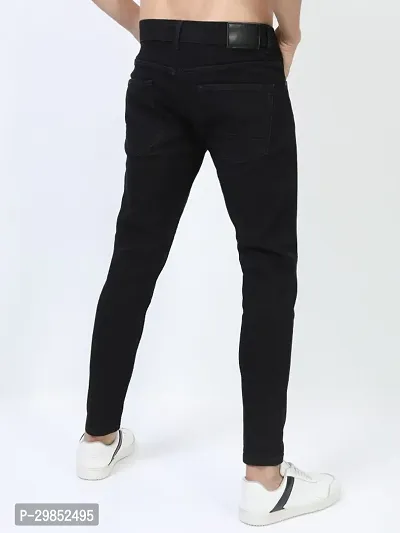 Comfortable Black Cotton Blend Mid-Rise Jeans For Men-thumb2