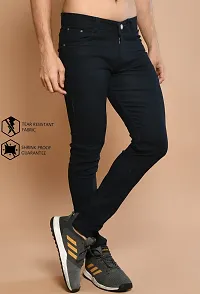 Stylish Black Cotton Streatchable Mid-Rise Jeans For Men-thumb2