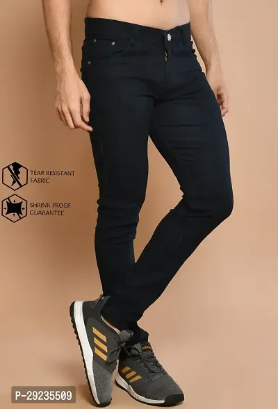 Stylish Black Cotton Streatchable Mid-Rise Jeans For Men-thumb3