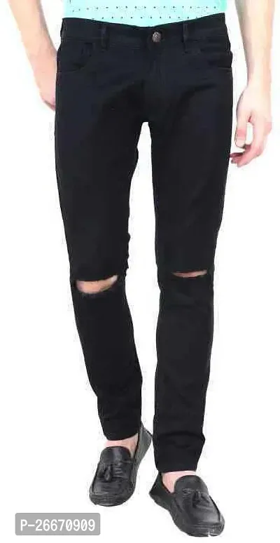 Stylish Black Denim Mid-Rise Jeans For Men-thumb3