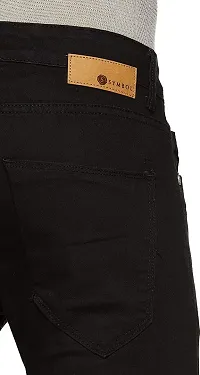 Stylish Black Cotton Blend Solid Mid Rise Jeans For Men-thumb4