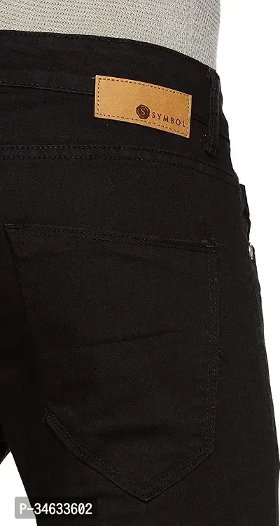 Stylish Black Cotton Blend Solid Mid Rise Jeans For Men-thumb5