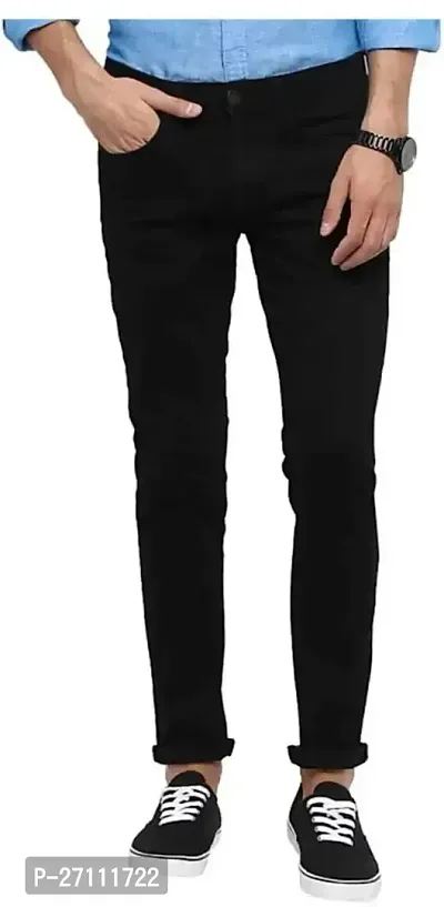 Stylish Black Cotton Blend Mid-Rise Jeans For Men-thumb0