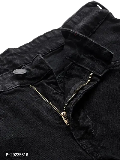 Stylish Black Cotton Mid-Rise Jeans For Men-thumb4