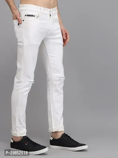 Comfortable White Denim Mid-Rise Jeans For Men-thumb0