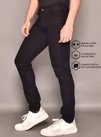 Stylish Black Cotton Streatchable Mid-Rise Jeans For Men-thumb3