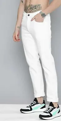 Stylish White Denim Mid-Rise Jeans For Men-thumb2