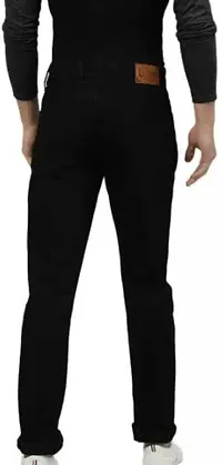 Stylish Black Cotton Blend Solid Mid Rise Jeans For Men-thumb1