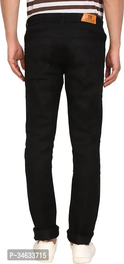 Stylish Black Denim Solid Mid Rise Jeans For Men-thumb5