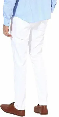 Elegant White Denim Solid Mid-Rise Jeans For Men-thumb1