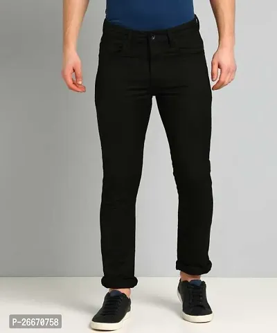 Stylish Black Denim Mid-Rise Jeans For Men-thumb0