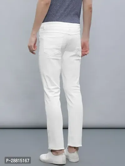 ether Stylish White Cotton Blend Mid-Rise Jeans For Men-thumb3
