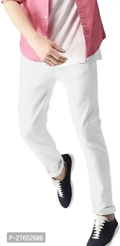 Stylish White Denim Mid-Rise Jeans For Men-thumb0