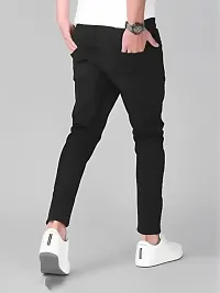 Stylish Black Denim Solid Mid Rise Jeans For Men-thumb3