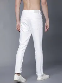 Stylish White Cotton Blend Mid-Rise Jeans For Men-thumb1