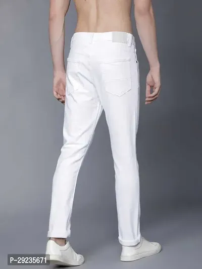 Stylish White Cotton Blend Mid-Rise Jeans For Men-thumb2