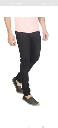 Stylish Black Cotton Blend Solid Mid Rise Jeans For Men-thumb1