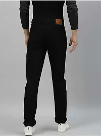 Stylish Black Denim Solid Mid Rise Jeans For Men-thumb1