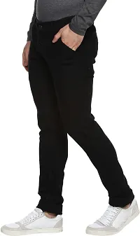 Elegant Black Cotton Blend Solid Mid-Rise Jeans For Men-thumb3
