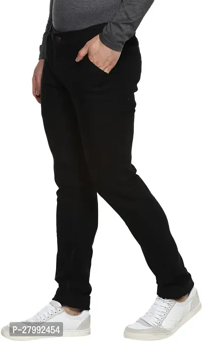 Elegant Black Cotton Blend Solid Mid-Rise Jeans For Men-thumb4