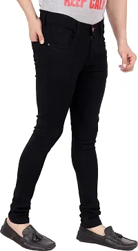 Bestloo Stylish Black Denim Mid-Rise Jeans For Men-thumb2