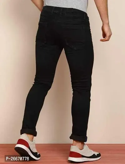 Stylish Black Denim Mid-Rise Jeans For Men-thumb2