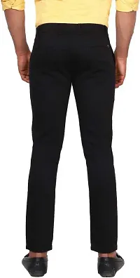 Stylish Black Cotton Blend Solid Mid Rise Jeans For Men-thumb1