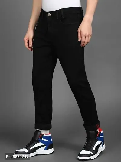 Stylish Black Denim Mid-Rise Jeans For Men-thumb3