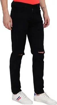 Stylish Black Denim Mid-Rise Jeans For Men-thumb3