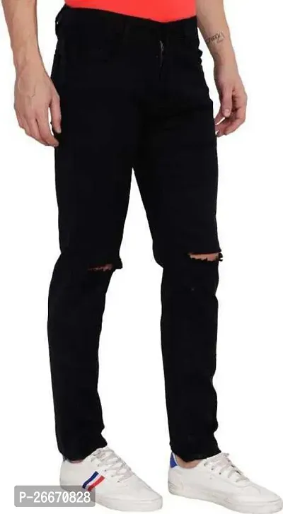 Stylish Black Denim Mid-Rise Jeans For Men-thumb4