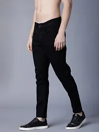 FOSEN Stylish Black Lycra Blend Mid-Rise Jeans For Men-thumb2