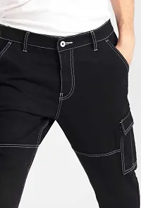 Stylish Black Cotton Blend Jeans For Men-thumb1