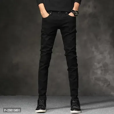 FLETE Stylish Black Denim Mid-Rise Jeans For Men-thumb0