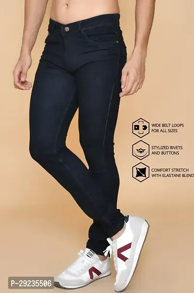 Stylish Black Denim Mid-Rise Jeans For Men-thumb3