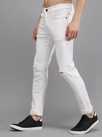 Comfortable White Denim Mid-Rise Jeans For Men-thumb1