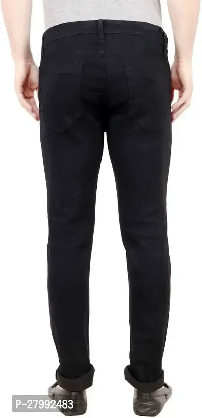 Elegant Black Denim Distress Mid-Rise Jeans For Men-thumb2